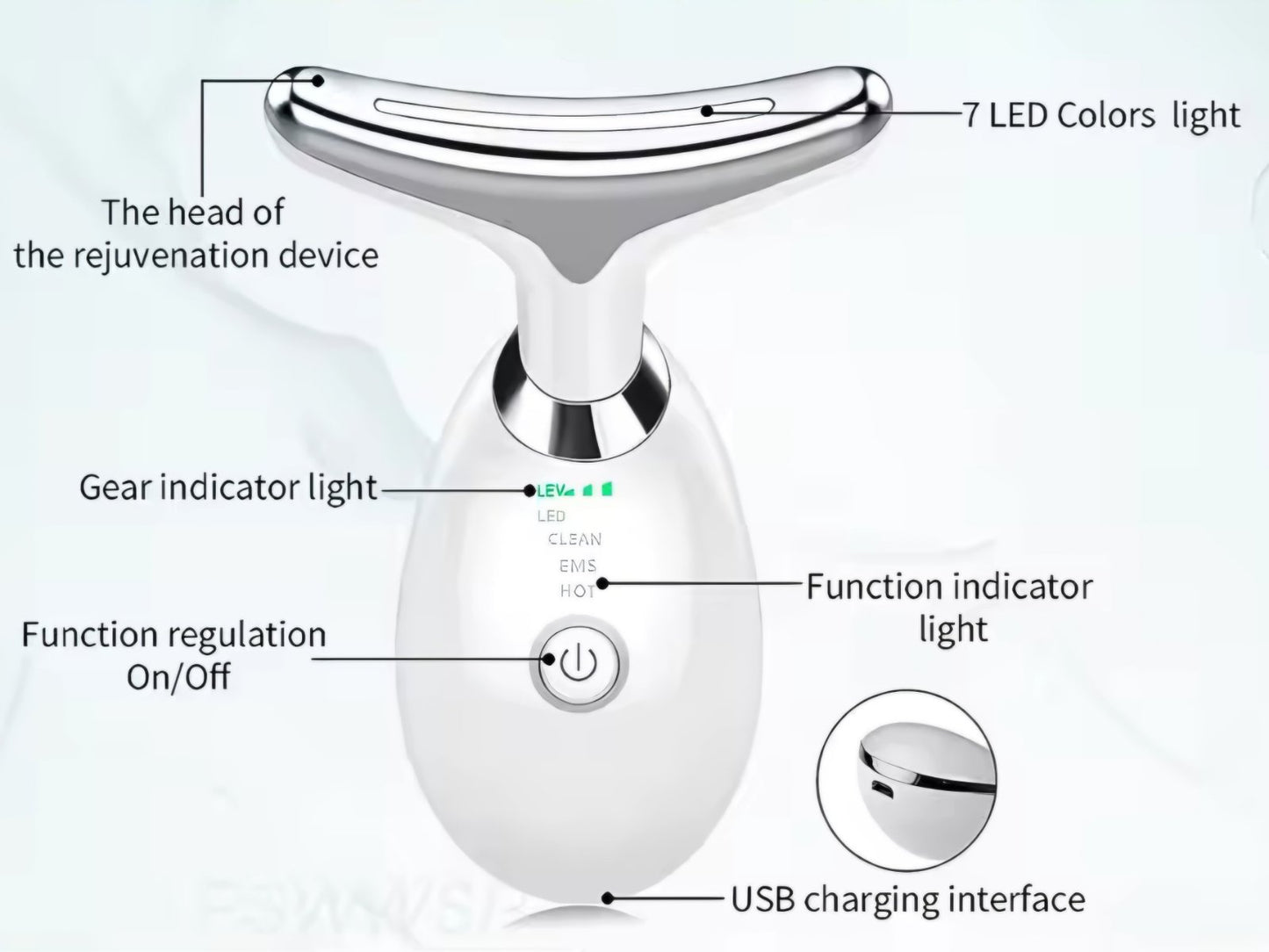 Portable Multi-Color LED Light Therapy Face Massager